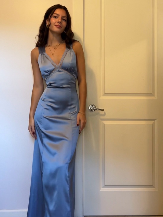 RIHOAS Dresses & Skirts - Satin Maxi Dress in Light Icy Blue